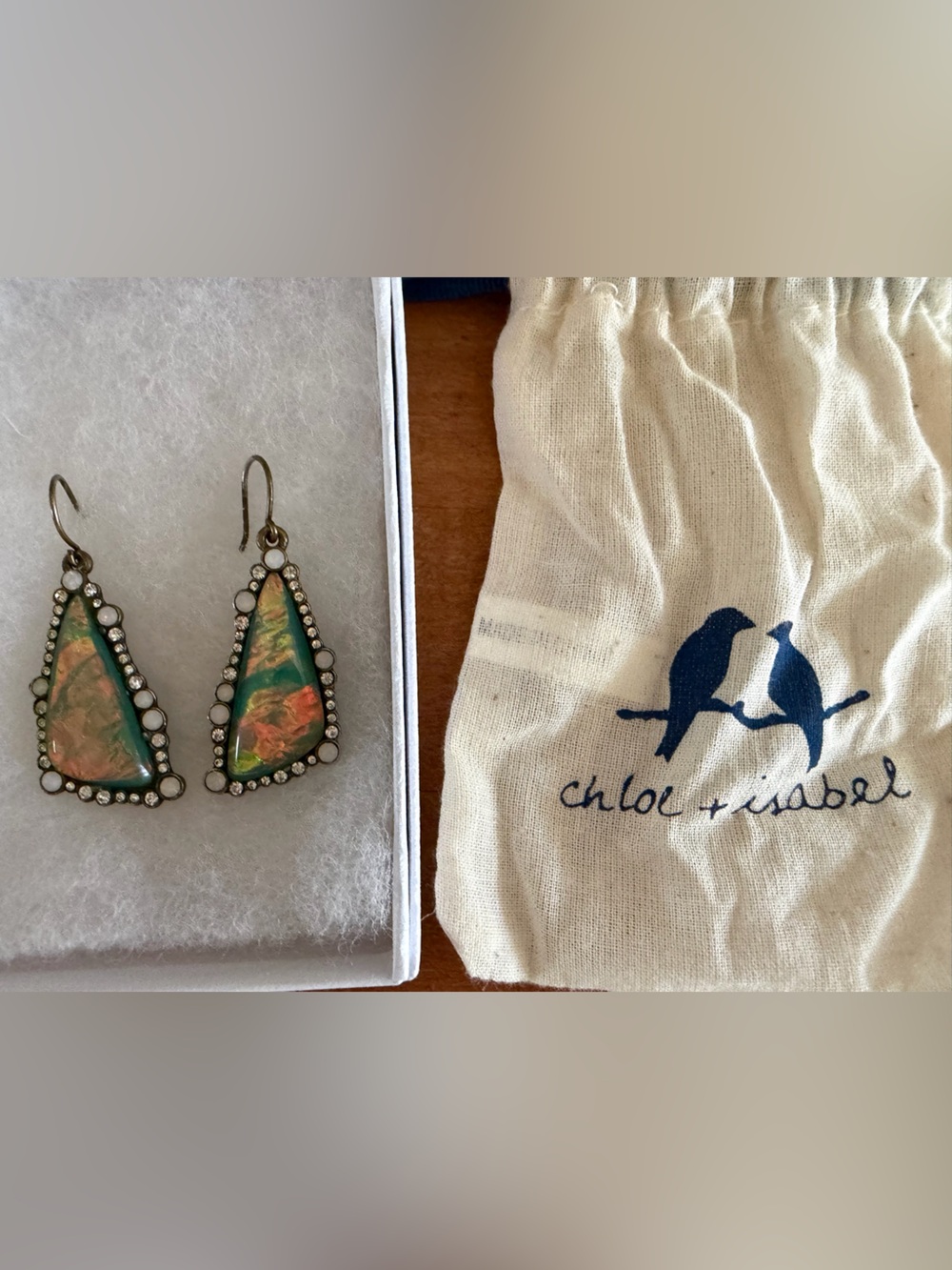 Chloe + Isabel Iridescent Teardrop Earrings with Gold-tone and Crystal Accents